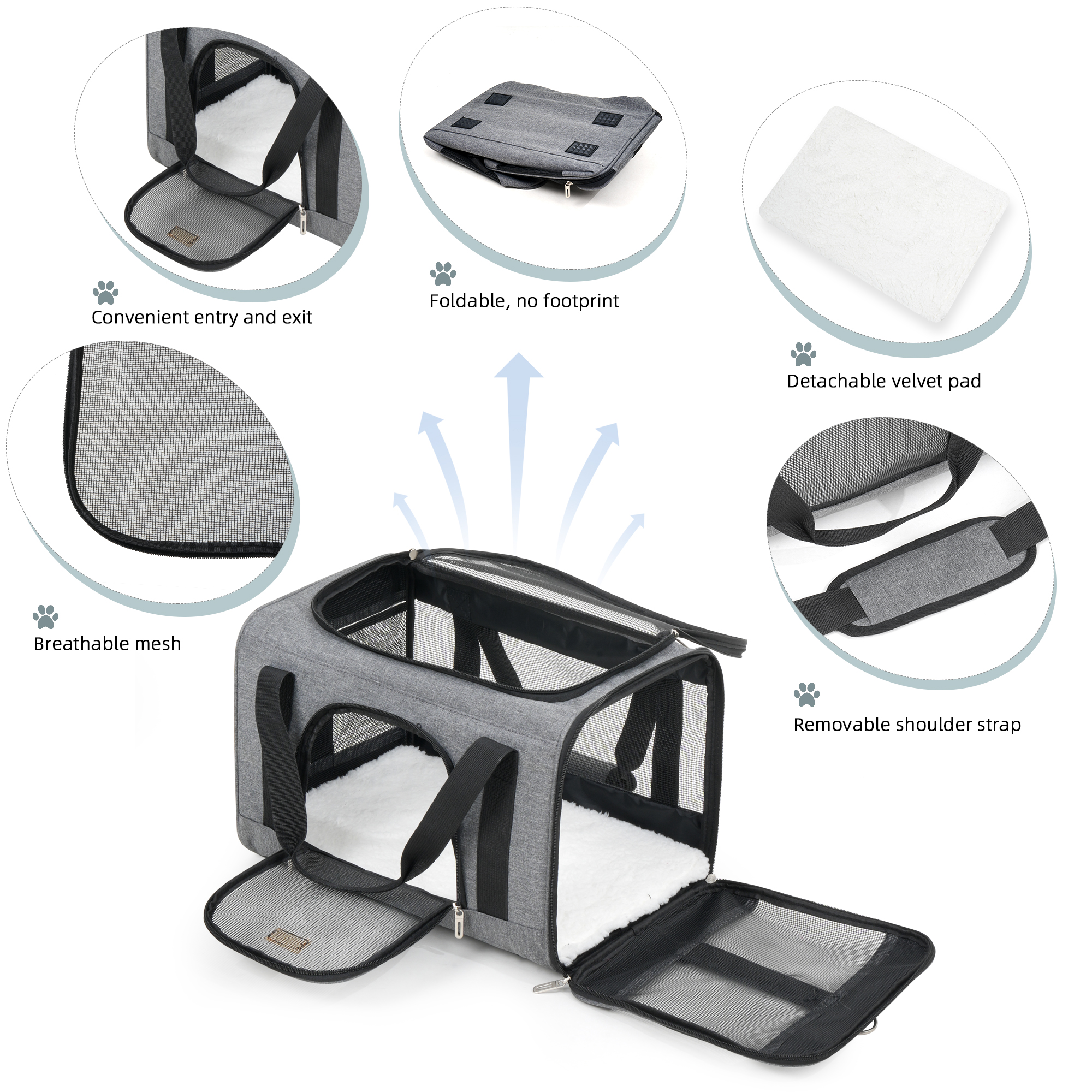 Roypet Airline Approved Soft-Sided Pet Carrier, Gray photo 3