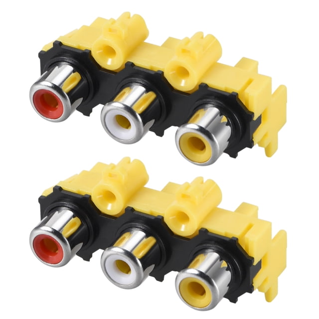 Conector AV Video de Montaje en panel PCB Triple toma RCA hembra Rojo Blanco Amarillo 2uds Unique Bargains