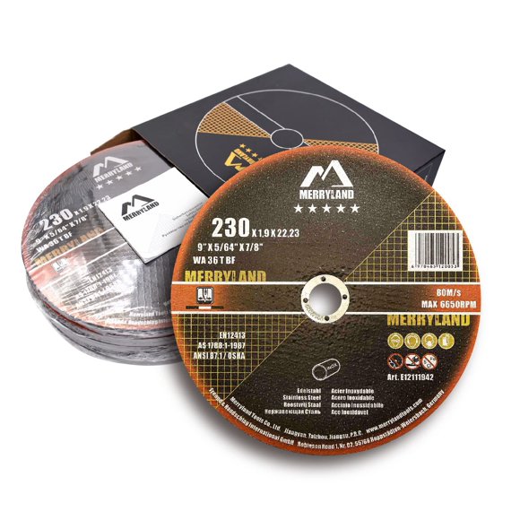 Merryland Cut Off Wheel 9 inch for Angle Grinder, Metal Cutting Wheel 9 X .075 X 7/8 Ultra Thin 25 Pack, Iron Stainless Steel Cutting Disc, Expert-Line E12111942