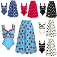 thumbnail image 6 of Women Vintage Polka Dot One Piece Swimsuit Oversized Bow Cut Out Tummy Control Bathing Suit Retro High Waist Swimwear, 6 of 7