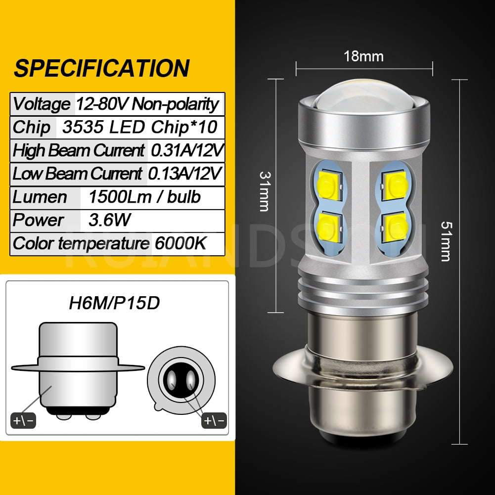 He'u♻︎様 Amazon.com: HONLEEX 2pcs AC9-48V P15D H6M LED Motorcycle