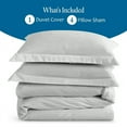 thumbnail image 4 of 700 TC 100% Egyptian Cotton Premium 5PCs Duvet set ( 1- Duvet Cover + 4 - Pillow Shams ) Zipper Closur Ultra Soft Durable and Fade Resistant Color Silver Grey Stripe size King, 4 of 5