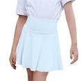 thumbnail image 3 of Girl Uniform Skirt Girls School Skirt Solid Ruffled Dance Dress Hem Stretchy Waist Ballet School Skirt Light Blue 8 Years-9 Years, 3 of 4