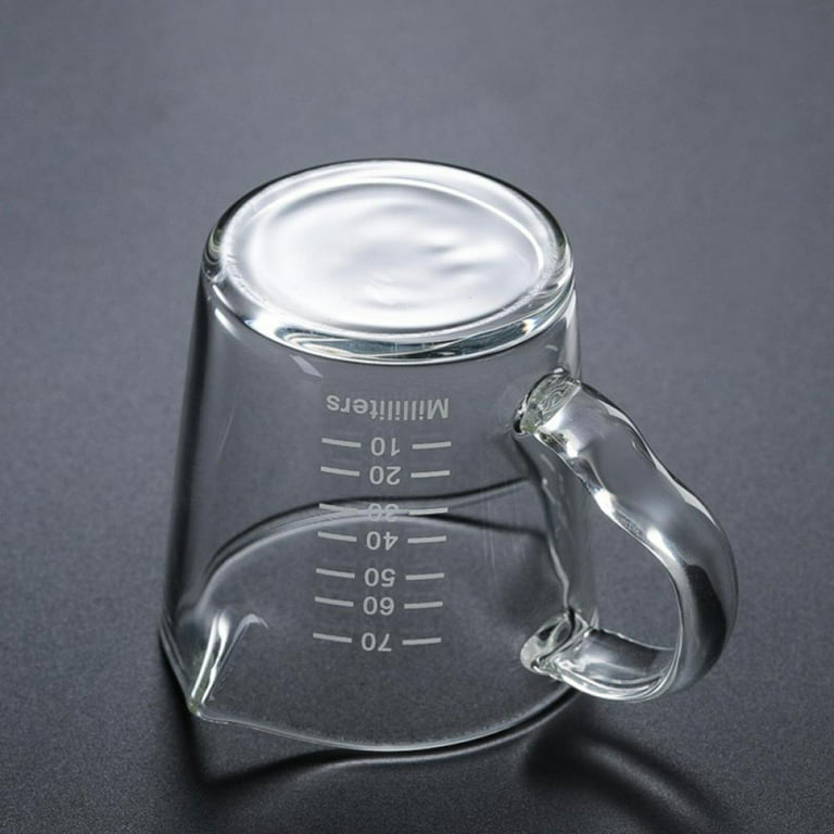 70ml Mini Glass Measuring Cup with Handle 2 oz Shot Glass Espresso Jugs Measure Cup Glass Jigger Spirit Round Graduated Beaker Measuring Cup for Bar