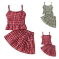 thumbnail image 4 of Utlike Girls 2 Pack Outfits Set Toddler Summer Sleeveless Fashion Plaid Prints Tops Skirt 2Pcs Outfits Clothes Set Girl'S Cheap Clothing Set Size 6 Months-12 Months, 4 of 4