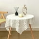 thumbnail image 5 of Mantel de encaje cuadrado crudo beige 35 pulgadas | Mantel de mesa de poliéster bordado floral | Patrón geométrico antideslizante | Decoración de cenas de fiesta de bodas | 1 Paquete 90x90cm, 5 of 6