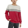thumbnail image 2 of snilers Boys Long Sleeve Shirts Casual Loose Lightweight Crewneck Sweatshirt Fall Winter Clothing Striped Color Block Going Out Tops Size 9 Years, 2 of 5