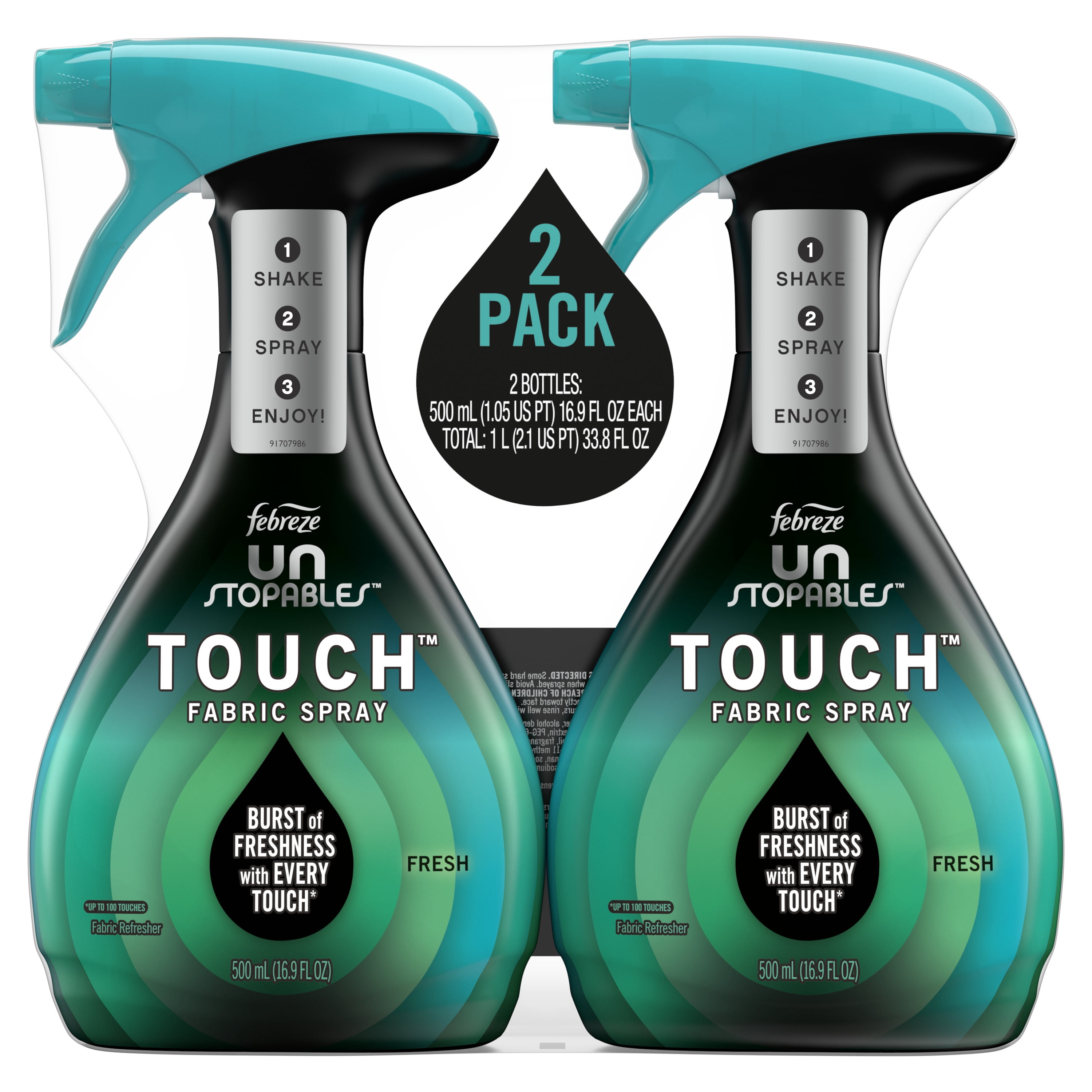 Febreze Unstopables Touch Fabric Spray, Fresh, 16.9 oz, Pack of 2