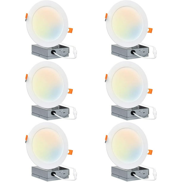 Hyperikon 6 inch LED Recessed Lighting Selectable Color Temperature 5CCT  2700K-5000K, 14W Slim Downlight with Junction Box, UL, Energy Star, 6 Pack  - Walmart.com