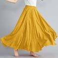 thumbnail image 4 of Women'S Vintage Stretch High Waist A-Line Long Skirts With Pockets Clearance Sale Women Casual Summer Large Solid Elastic Waist Flax A-line Ankle Skirt Yellow Free Size, 4 of 6