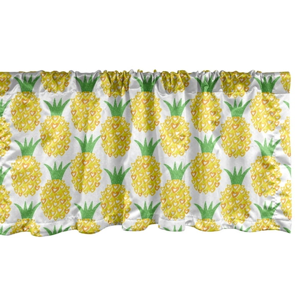 Ambesonne Pineapple Window Valance, Yellow Fruit Hawaii Art, 54" X 18", Yellow Shamrock Green