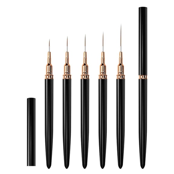 Nail Art Brushes Set, 5PCS Liner Brushes for Detailed Painting & Design, 7-25mm Precision Gel Polish Tools