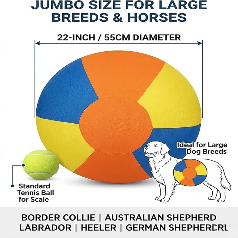 Calming Jumbo Ball for Dogs, Giant Herding Ball with Reinforced Handles & Fast Pump, Durable Tear-Resistant Interactive Toy for Large Breed Training Play