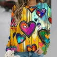 thumbnail image 3 of Retro Valentines Day Sweatshirts Womens Long Sleeve Funny Graphic Heart Sweater Crew Neck Holiday Valentine Outfits, 2XL Yellow, 3 of 5