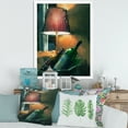 thumbnail image 3 of Designart 'Lamp Glowing Orange In The Night and Wine Bottles' Modern Framed Art Print, 3 of 4