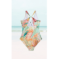 thumbnail image 2 of Meloria Swim And Fashion Retro Floral Leaf Print Padded Underwire Hollow One-Piece Swimsuit, 2 of 3