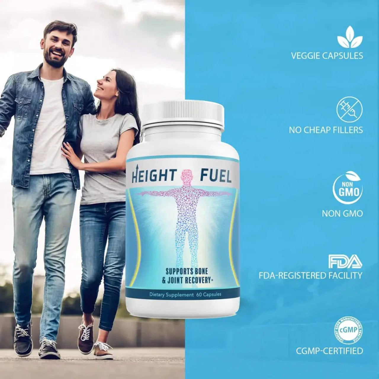 Success Chemistry Height Growth Support with Turmeric & Glucosamine for Adults - 60 Capsules