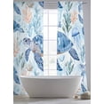 thumbnail image 5 of Underwater Sea Sheer Curtains 108 Inch Long 2 Panels, Turtles Jellyfish Corals Summer Marine Life Light Filtering Rod Pocket Curtains, Sheer Voile Drapes for Living Room Bedroom, 52"x108", 5 of 8