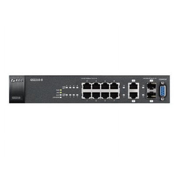 Zyxel GS2210-8 - Switch - managed - 8 x 10/100/1000 + 2 x combo Gigabit SFP - Rack-Montable, Mural