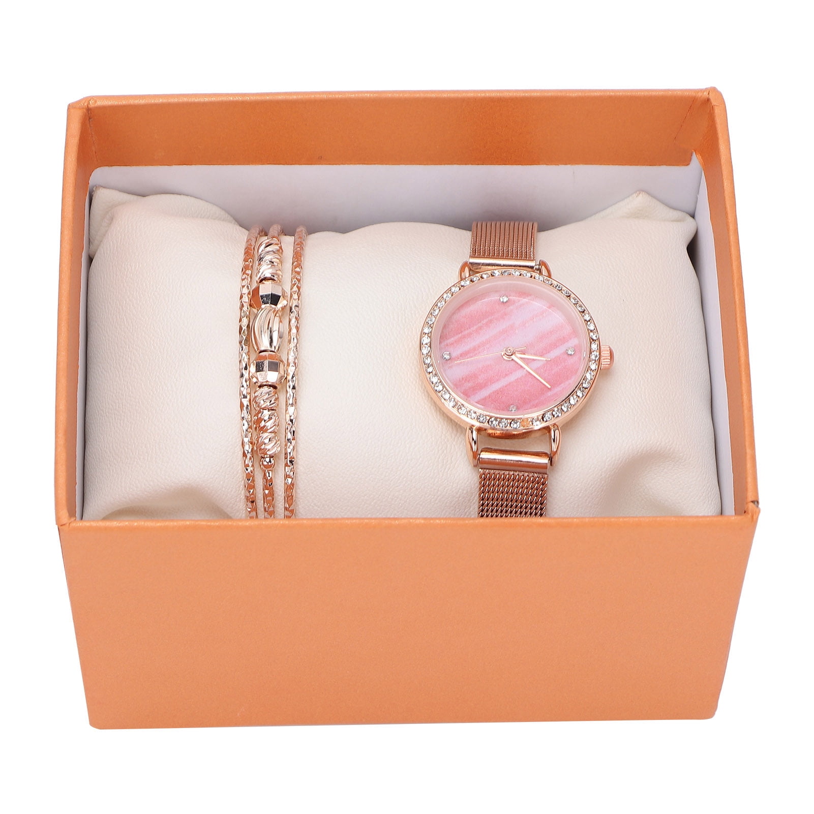 Greensen Women s Watch Jewelry Set Alloy Rhinestone Watch Rose Gold Jewelry Bangle For Party Weddings Wristwatch Bangle Set Watch Bracelet Set Walmart