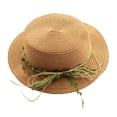 thumbnail image 1 of Sombrero de paja de ratán para mujer, de 56 a 58 cm de circunferencia, para verano, para playa, para exteriores, protector solar, plano y plegable, 1 of 5