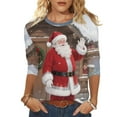 thumbnail image 2 of Xdegoge Christmas Shirt for Women 3/4 Sleeve Santa Funny Graphic T-Shirt Crewneck Vintage Casual Tops Pullover Family Holiday Casual Blouse Gifts 2025 Fall Winter Festival Clothes Fit Party, 2 of 7