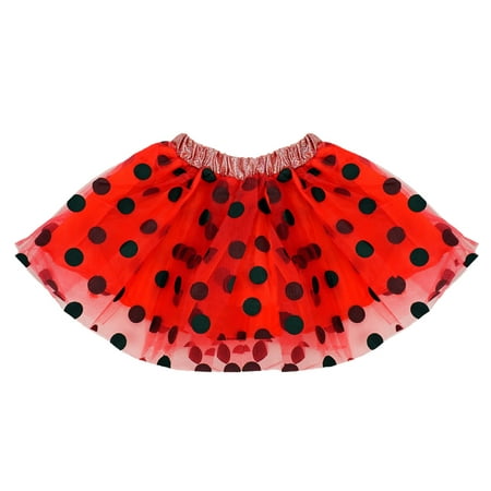 SeasonsTrading Red & Black Polka Dot Tulle Tutu Lined Skirt - Girls (2-7 Years) Ladybug Costume, Birthday Party, Pretend Play, Dance