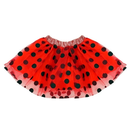 SeasonsTrading Red & Black Polka Dot Tulle Tutu Lined Skirt - Girls (2-7 Years) Ladybug Costume, Birthday Party, Pretend Play, Dance (Best Way To Store Old Dance Costumes)