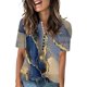 thumbnail image 1 of Camiseta de Manga Corta con Cuello en V Impresa de Verano Casual para Mujeres, Top de Poliéster Ligero de Moda para Uso Diario, Fiesta Y Fecha, 1 of 5