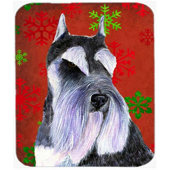 Carolines Treasures  Schnauzer Red and Green Snowflakes Christmas Mouse Pad