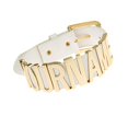 thumbnail image 1 of Coolcoco Collier Ras du Cou Ajustable en Cuir Blanc avec Lettres Dorées Personnalisé pour Femmes Enfants, 1 of 1