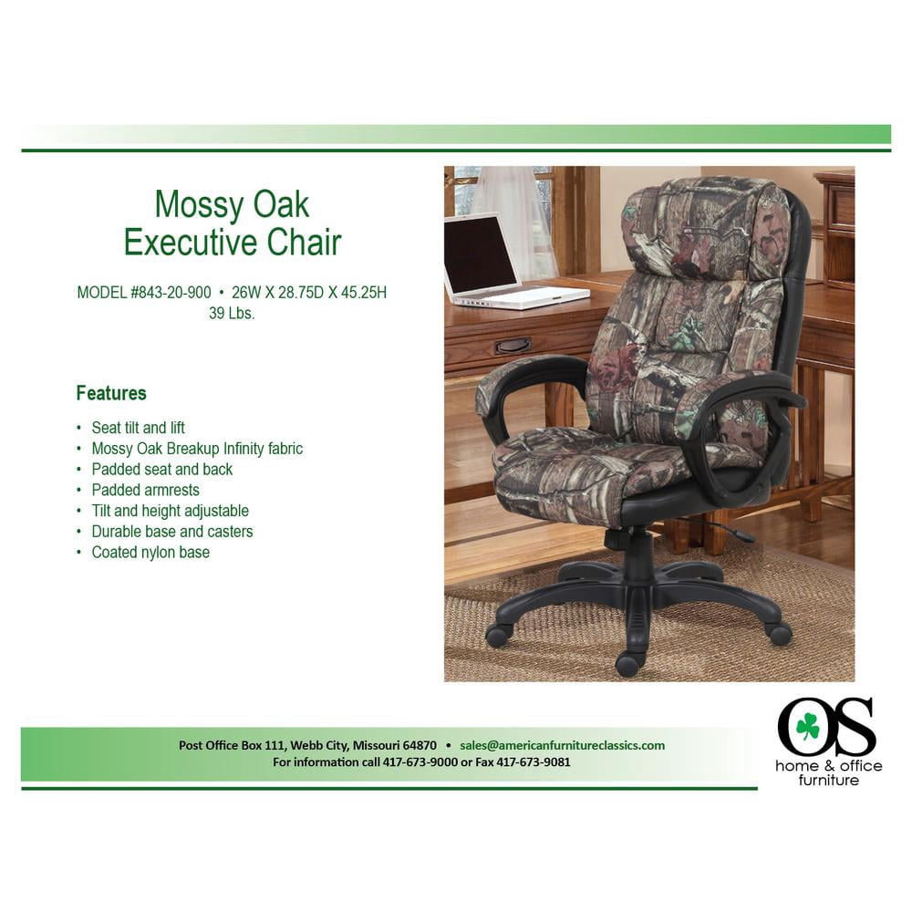 OS Home and Office Furniture,  Model 843-20-900,  Executive Chair in Mossy Oak/Black