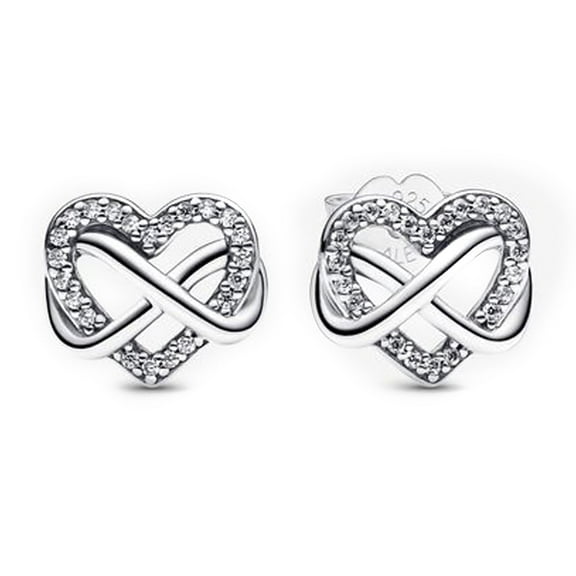 Women's 925 Sterling Silver Sparkling Infinite Heart Stud Earrings Women's 925 Sterling Silver Heart-Shaped Stud Earrings