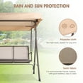 thumbnail image 2 of Patio Swinging Chairs for Outdoors, 67.3" X 43.3" X 59.8" Large Patio Swing Chairs for 3 Person, Hanging Lounge Chair with Adjustable Removable Canopy Cover, 480 lbs, Beige, S8656, 2 of 8