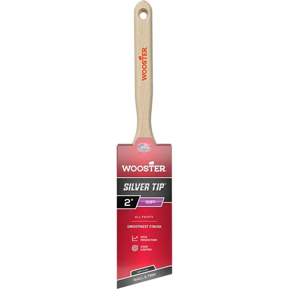 Wooster Genuine 2" Silver Tip Semi-Oval Angle Sash Paintbrush 2-Pack, 5228-2-2PK