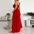 thumbnail image 6 of Wycnly Dresses for Women Fashion One Shoulder Ruffle Layer Pleated Swing Long Dresses Sleeveless Slash Neck Solid Summer Maxi Formal Dress Red XL, 6 of 7