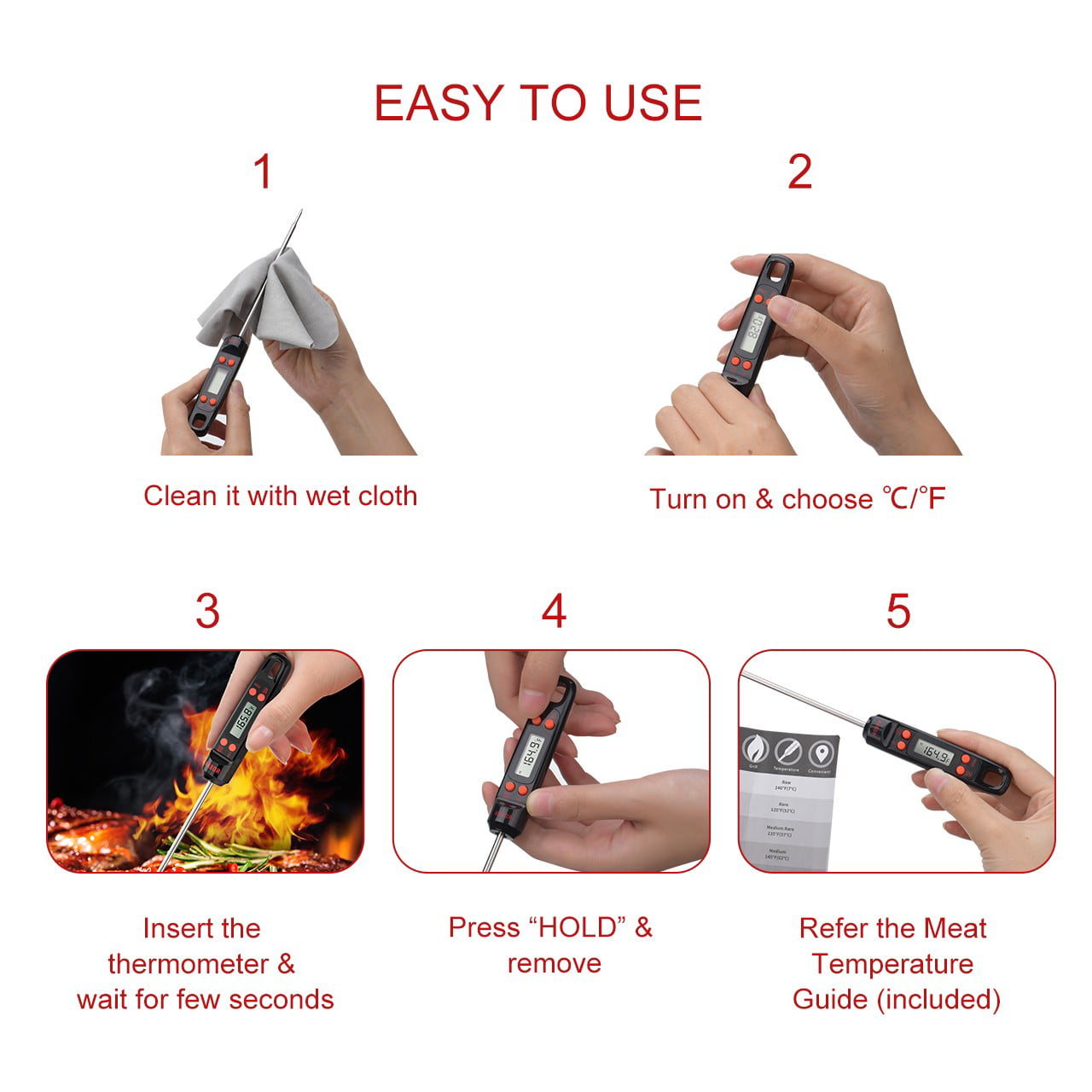 Habor Upgraded Meat Thermometer, Long Probe Digital Cooking 5.5
