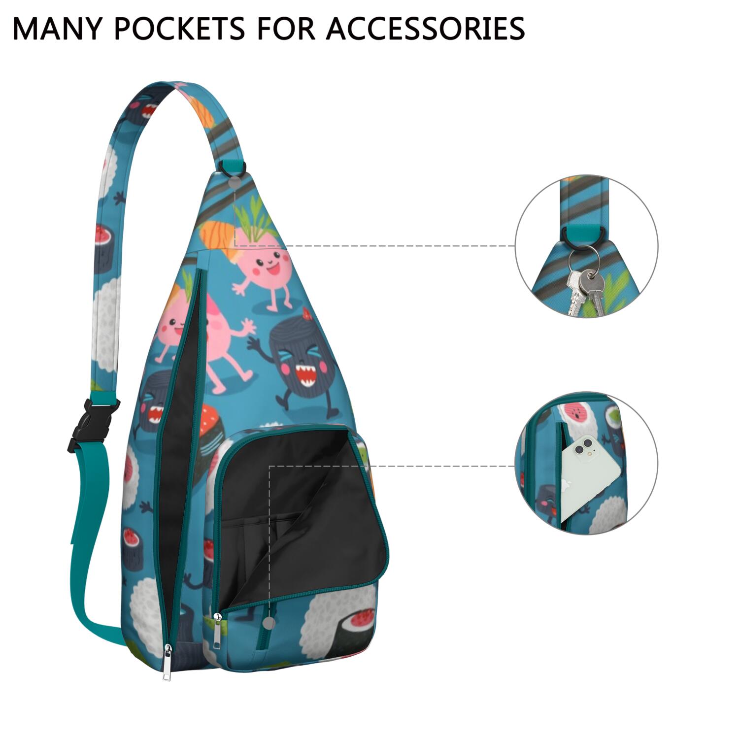 Sling Backpack for Men with Adjustable Shoulder Strap Shoulder Backpack Hiking Sling Backpack Travel Hiking Daypacks Sushi
