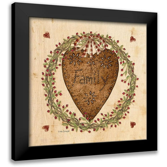 Spivey, Linda 12x12 Black Modern Framed Museum Art Print Titled - Punched Tin Heart on Wreath