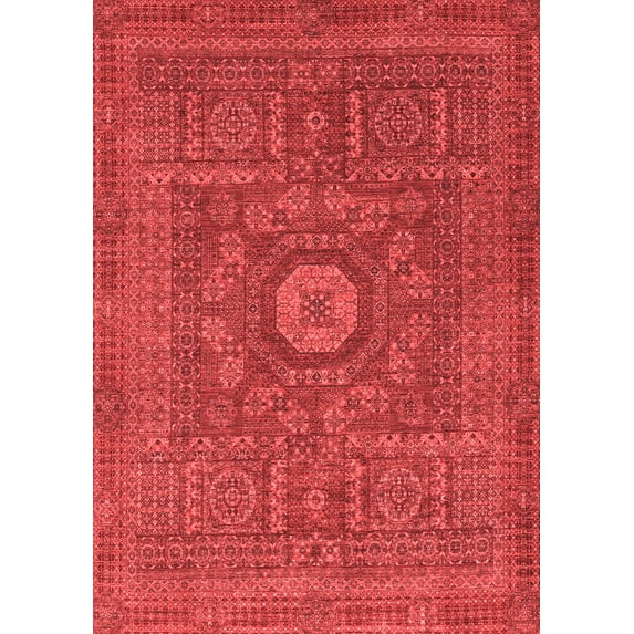 Ahgly Company Indoor Rectangle Abstract Red Modern Area Rugs, 7' x 9'
