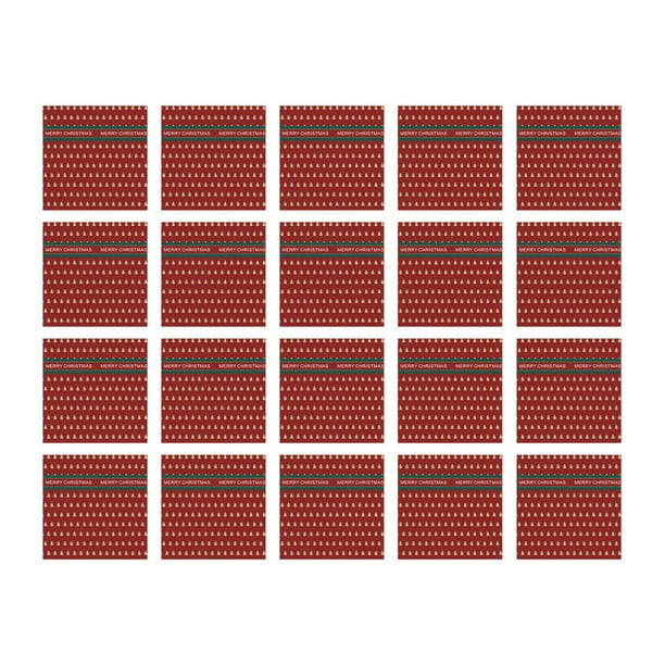 20 piezas de accesorios para envolver regalos, caja de regalo, papel de regalo navideño árbol rojo