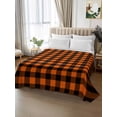 thumbnail image 3 of California King Size Flat Sheet Only, Black Orange Plaid Soft Brushed Microfiber Bed Sheets, Farmhouse Buffalo Check Gingham Hotel Quality Breathable Bedding Top Sheet, Easy Care, 108"x98", 3 of 9