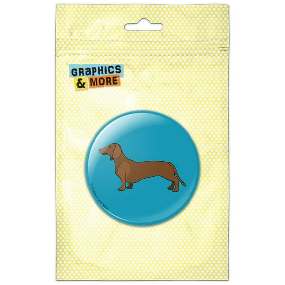 Dachshund Weiner Dog Cartoon on Blue Refrigerator Button Magnet