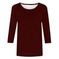 thumbnail image 4 of Krdevn Women's Casual Loose Fit 3/4 Sleeve T Shirt Soft Comfortable Daily Wear Basic Top Blouse Tee Shirt for Spring Fall Winter,Women's Tops, Tees & Blouses,Size:L, 4 of 5