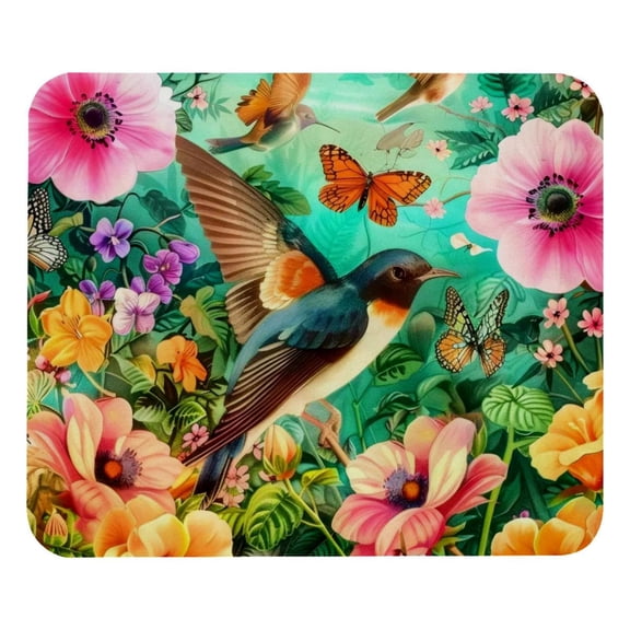 PhooArto Comfortable Mouse Pad Colorful Flowers Bird Butterfly Desktop Mousepad , 21 x 25 cm Mouse Mat, Non-Slip Rubber Base, Improves Speed and Precision