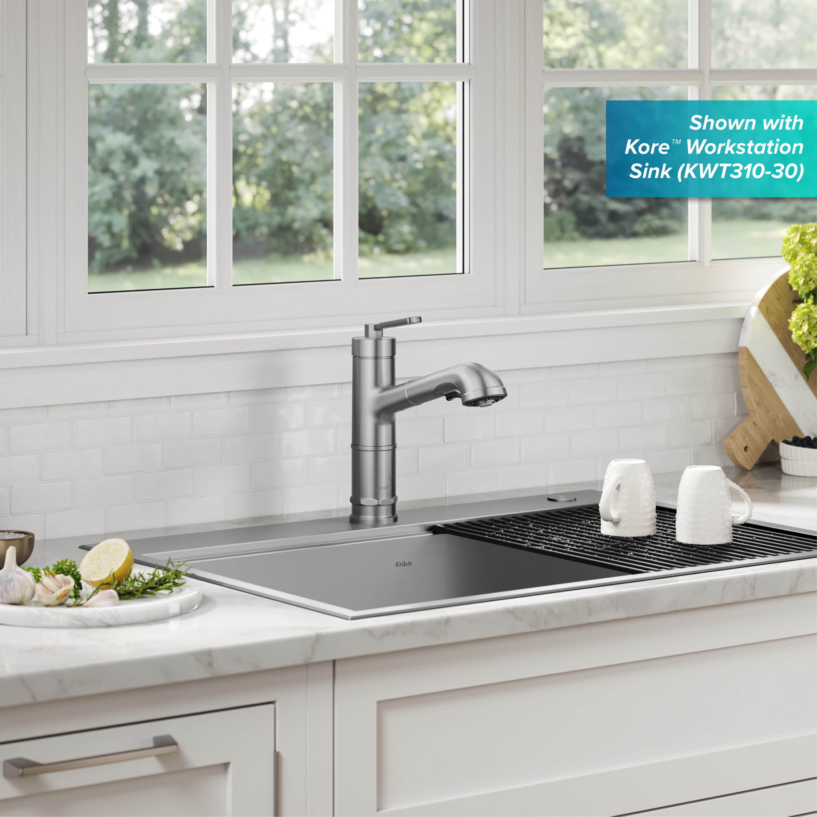 KRAUS Allyn Pull-Out Single Handle Kitchen Faucet in Spot-Free Stainless Steel