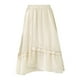 thumbnail image 1 of Falda midi Prolriy para mujer, dulce falda de encaje de doble capa, fluida, fina, de línea A, de cintura alta, de longitud media, para mujer, amarilla, XL, 1 of 8
