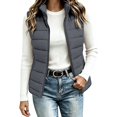 thumbnail image 5 of Women's Puffer Vest Lightweight Quilted Sleeveless Jacket Zip Up Stand Collar Winter Outwears (Dark Gray XXL), 5 of 6