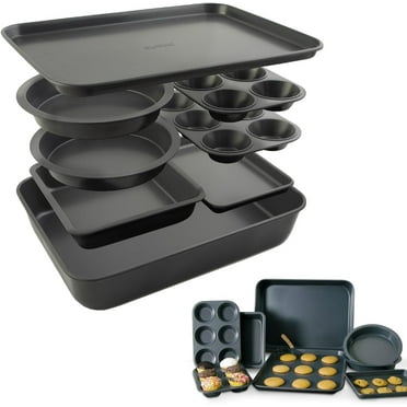 Elbee 8-Pc Baking Pan Kitchen Set Carbon Steel Bakeware Essential Baking Supplies