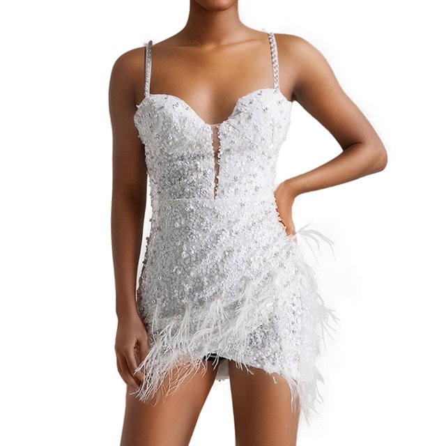 Minivestido BELLA BARNETT blanco con tirantes finos y espalda para mujer